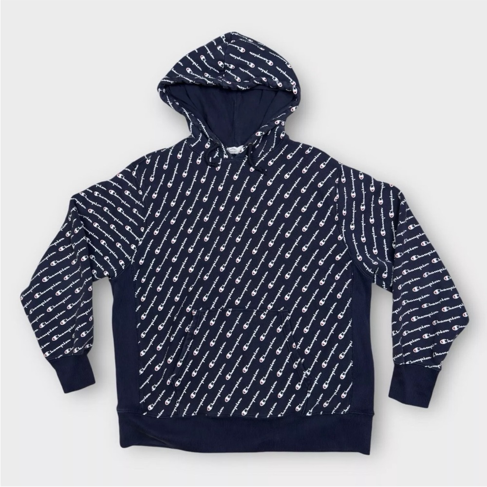 Champion Reverse Weave Hoodie Sweater Men's Size XL  All Over Print Sweatshirt